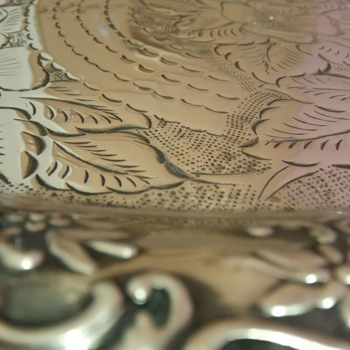 Handmade tray used with embossed floral design 50x31 cm