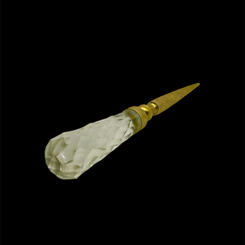 Collectible brass letter opener like new with crystal handle