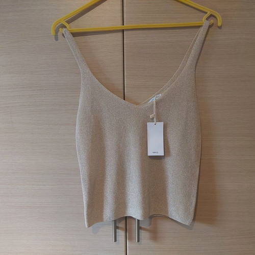 MNG Gold Knit Crop Top Size Small New