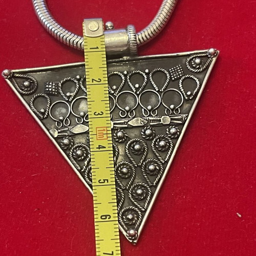 Silver 925 necklace with thick snake chain and large pendant used
