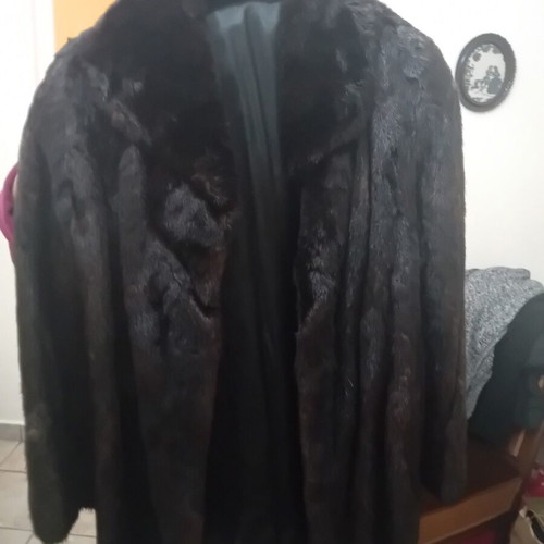 Fur coat new, black, size XL