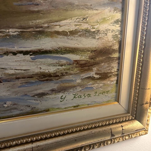 Winter landscape painting used with unique frame