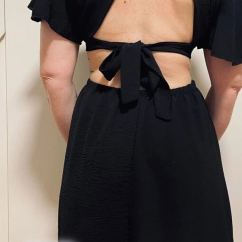 Black mini dress with cut-out, one size
