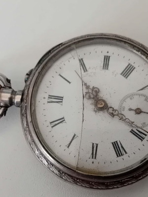 Silver 800 Swiss Vintage Pocket Watch 1900s used