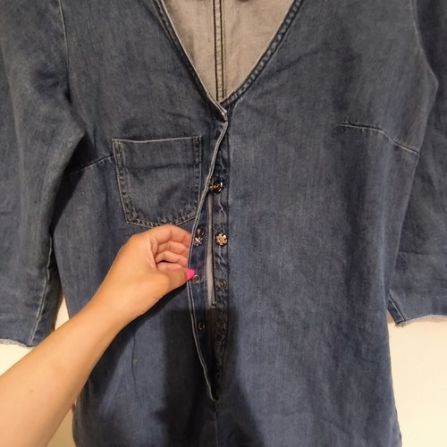 Zara women's oversized denim jumpsuit, blue, size M