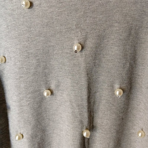 Blouse with pearls gray like new, size L