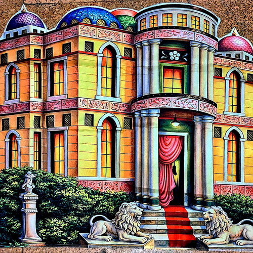 Serai silk screen print theatre backdrop