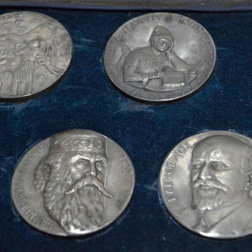 Set of 7 Silver Medals Crete 70 Years Union 999 Fine Silver Spectrum 1979