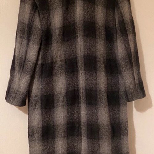 Mandeco Zara coat used black grey checkered wool oversized XS