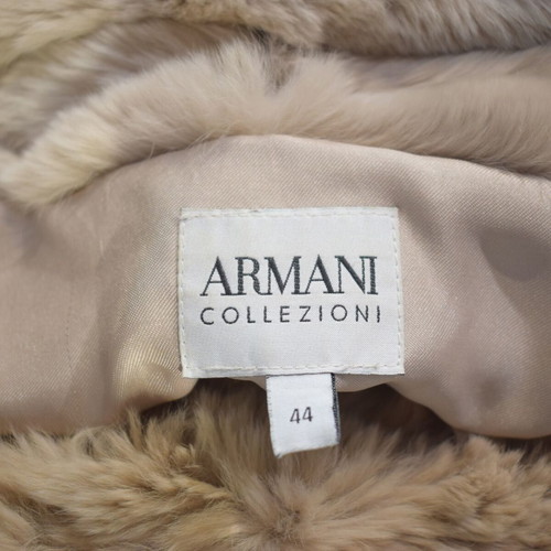 Armani Collezioni Rabbit Fur Poncho Cape Taupe Beige IT 44 US 8