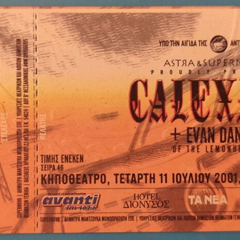 Calexico Concert Ticket 11/7/2001 Used, Athens