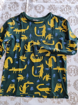 Du Pareil boys' long sleeve T-shirt, green and orange, size 122-128 cm