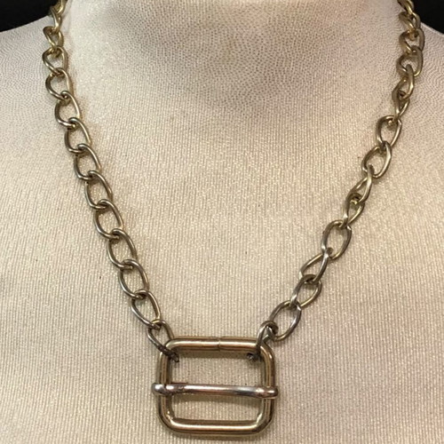 Chunky Gold Chain Necklace with Buckle Pendant new