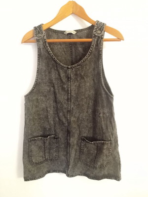 Denim dress salopette Bershka like new, size Large, black and grey