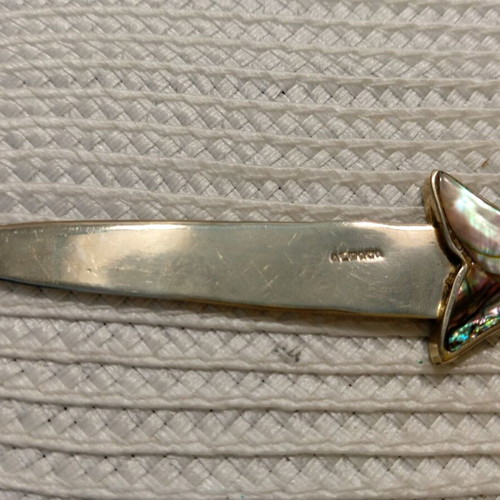 Vintage Mexican Abalone and Alpaca Letter Opener with Bottle Opener, 1978