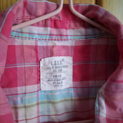 L.O.G.G. (H&M) plaid short-sleeve shirt used, pink