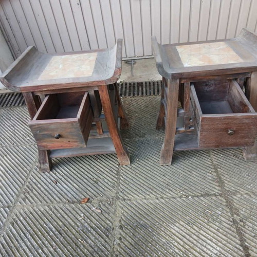 Chinese tables used with marble top and drawers