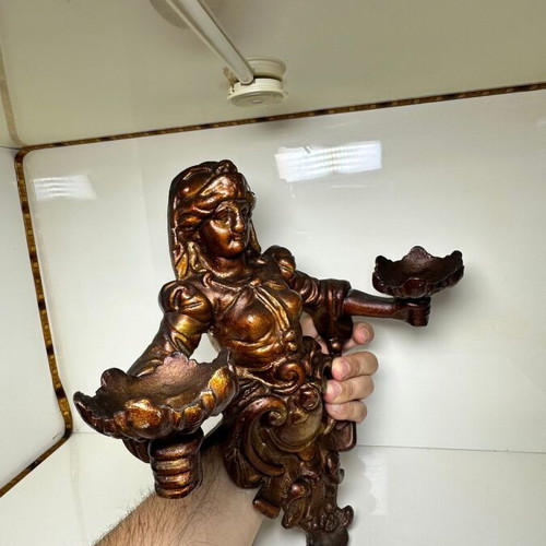 Metal wall candle holder baroque style used