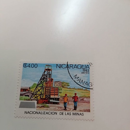 Nicaragua 1983 stamp used with mine workers
