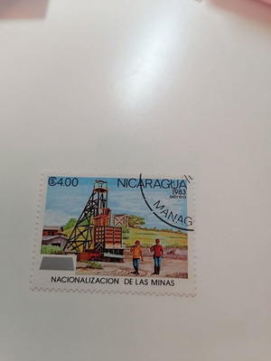 Γραμματόσημο Nicaragua 1983 μεταχειρισμένο με εργάτες ορυχείων
