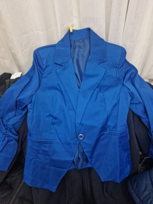 Blazer women's electric blue new with sleeve ruching S/XS