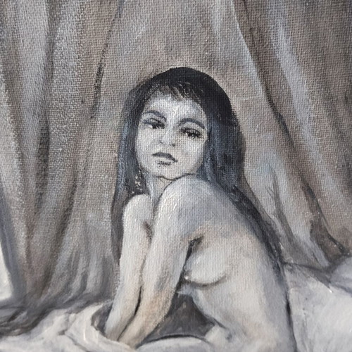 Oil painting nude on canvas 36x23cm