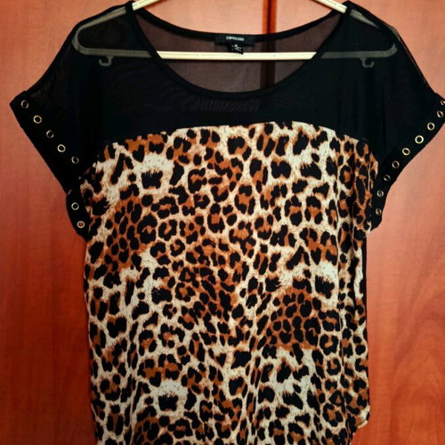Women's leopard print blouse new with transparent details size M
