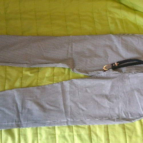Women's striped elastic pants like new, summer with belt