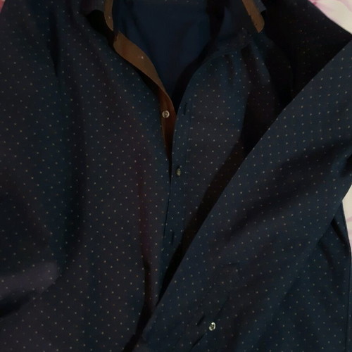 Men's shirt dark blue with brown details like new, size M