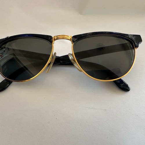 Vintage Kurzenberger sunglasses with blue marbled frame and golden details