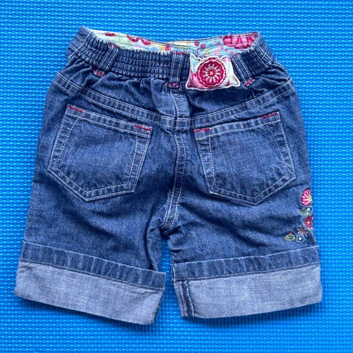Mothercare baby girls denim shorts with floral embroidery like new, 3-6 months