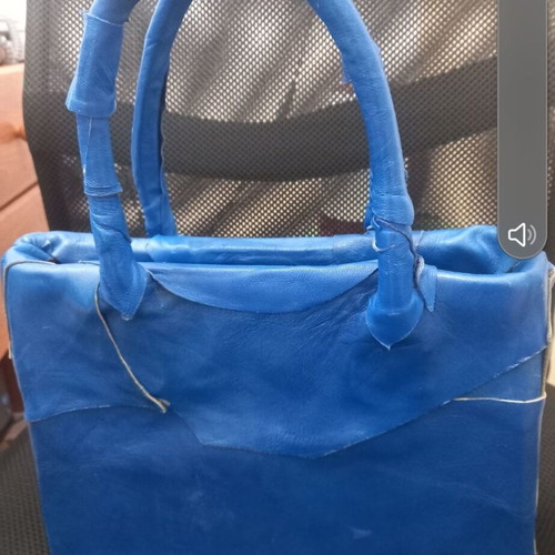 Handbag handmade with genuine blue leather, like new