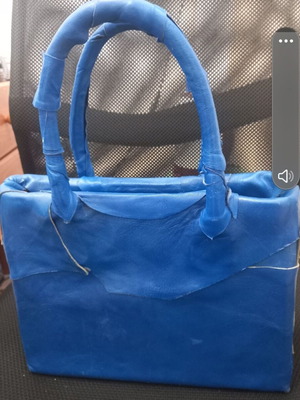 Handbag handmade with genuine blue leather, like new