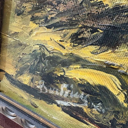 Vintage hand-painted wall frame used with artist signature 71x91
