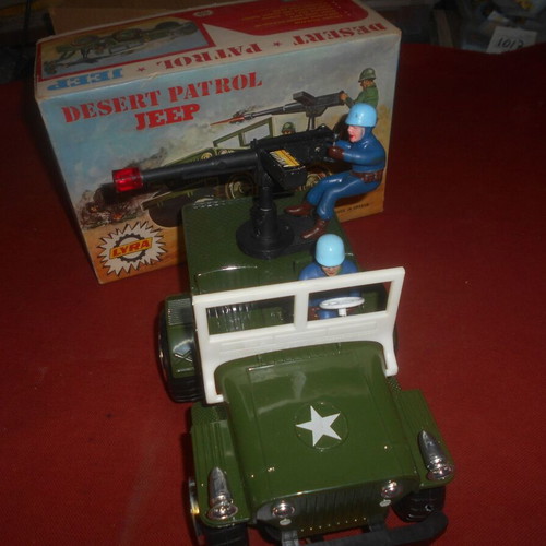 Lyra Army Desert Patrol Jeep battery-powered vintage toy 1970