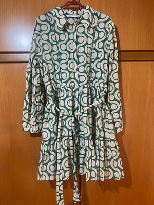 Zara dress like new, size L, 100% cotton, beige and green
