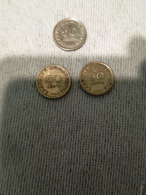 Set of 3 collectible 50 lepta coins 1982 Markos Botsaris like new