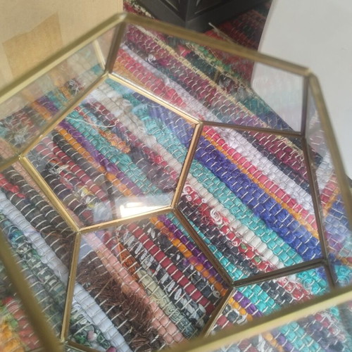 Geometric Decorative Glass Terrarium with Metal Frame like new