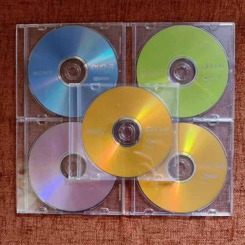 Sony DVD-R pack of 5 colored writable discs new