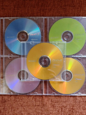 Sony DVD-R pack of 5 colored writable discs new