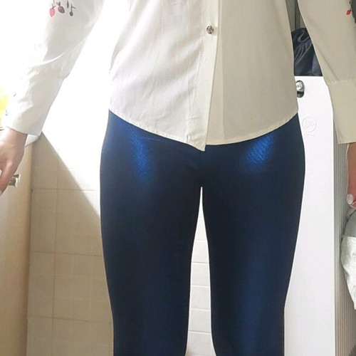 Metallic blue leggings new with inner lining one size