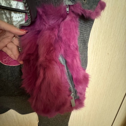 BSB fur jacket like new, purple and gray, with detachable hood