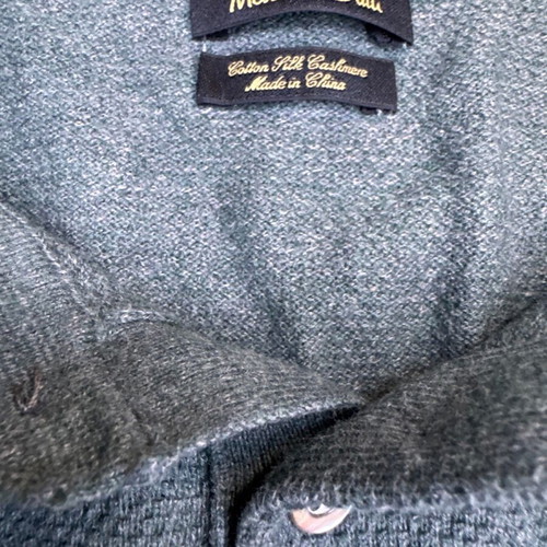 Massimo Dutti Long Sleeve Knit Polo Shirt XL used, grey and green
