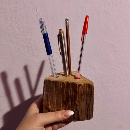 Wooden handmade pencil holder new