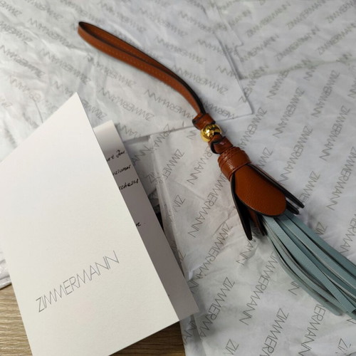 Zimmermann δερμάτινο charm tassel για τσάντα, καινούργιο, καφέ και τιρκουάζ