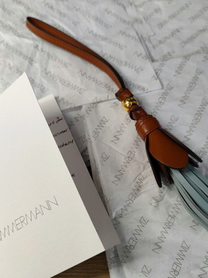 Zimmermann δερμάτινο charm tassel για τσάντα, καινούργιο, καφέ και τιρκουάζ