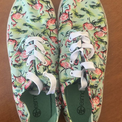 Esmara women's summer shoes with flamingo design new, size 38-39
