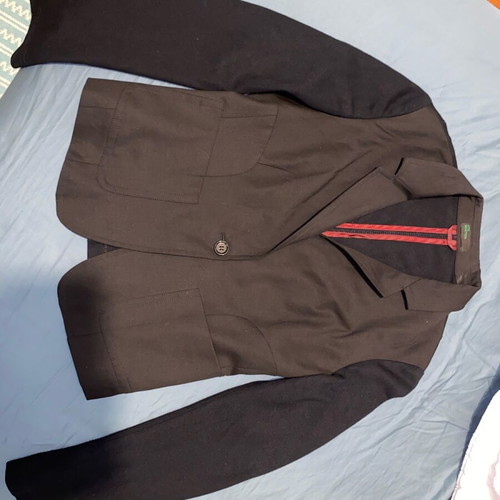 Benetton women's jacket new, black cotton with fabric detail