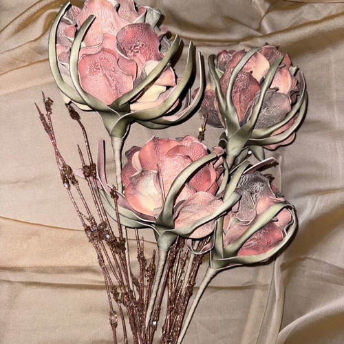Protea decorative flower bouquet new, vintage shades