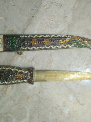 Brass paper cutter used, without chain